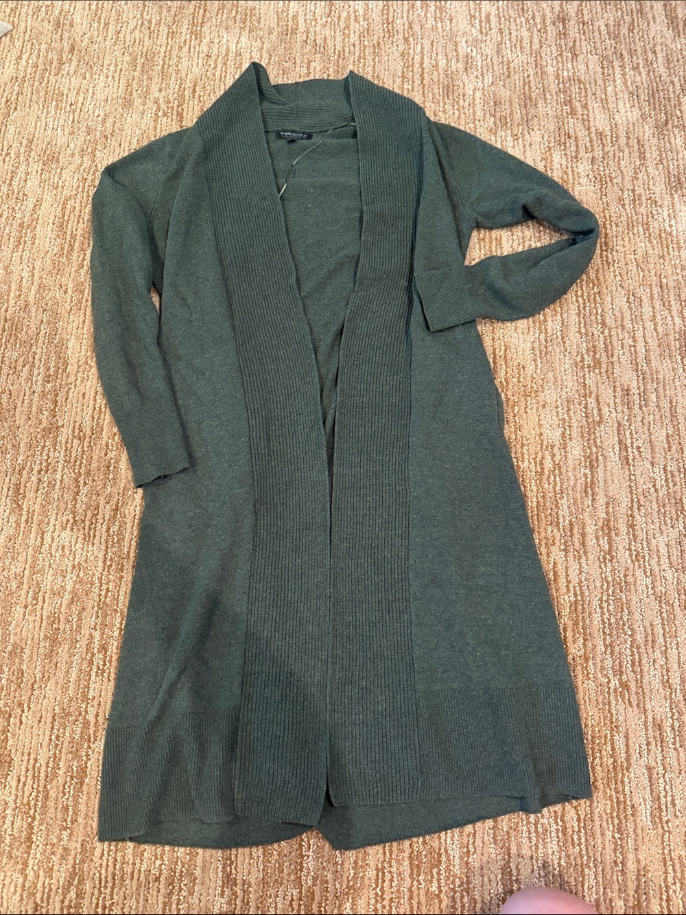 Banana Republic Long Open-Front Cardigan in Dark Green